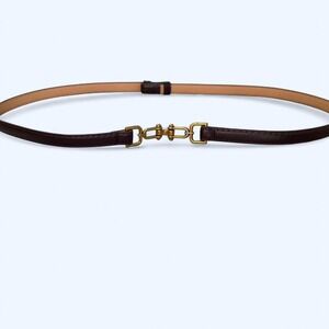 Brown vegan leather adjustable waist belt with gold hardware